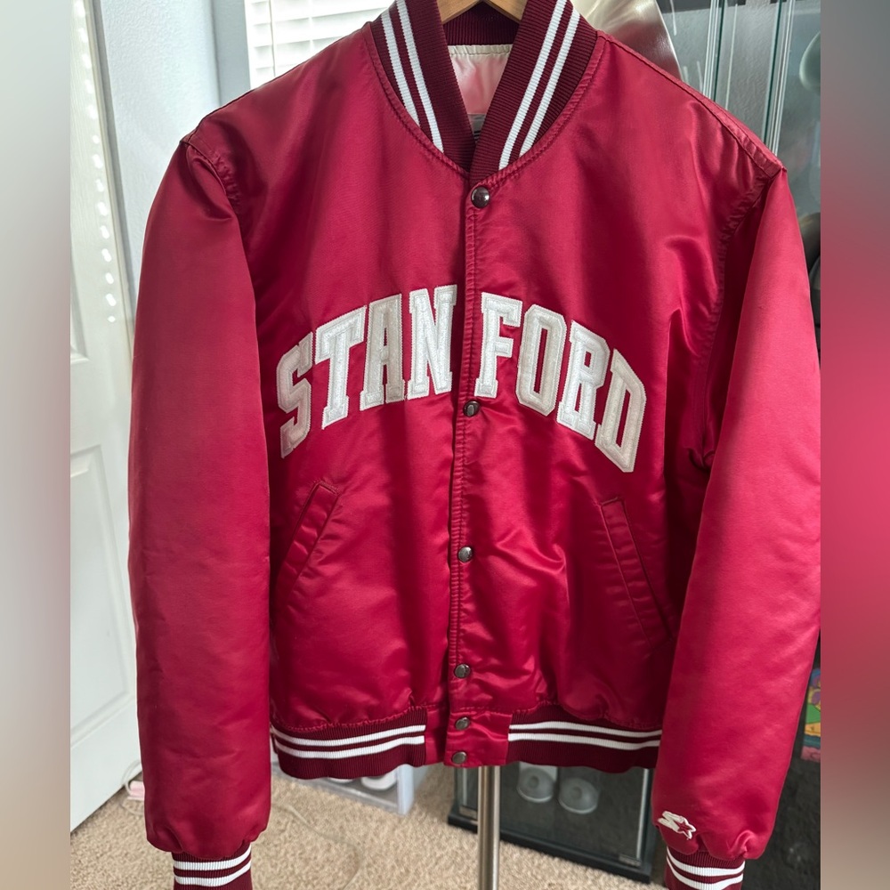 Vintage 90's Starter Stanford Cardinal NCAA Baseball Satin Jacket Bomber M